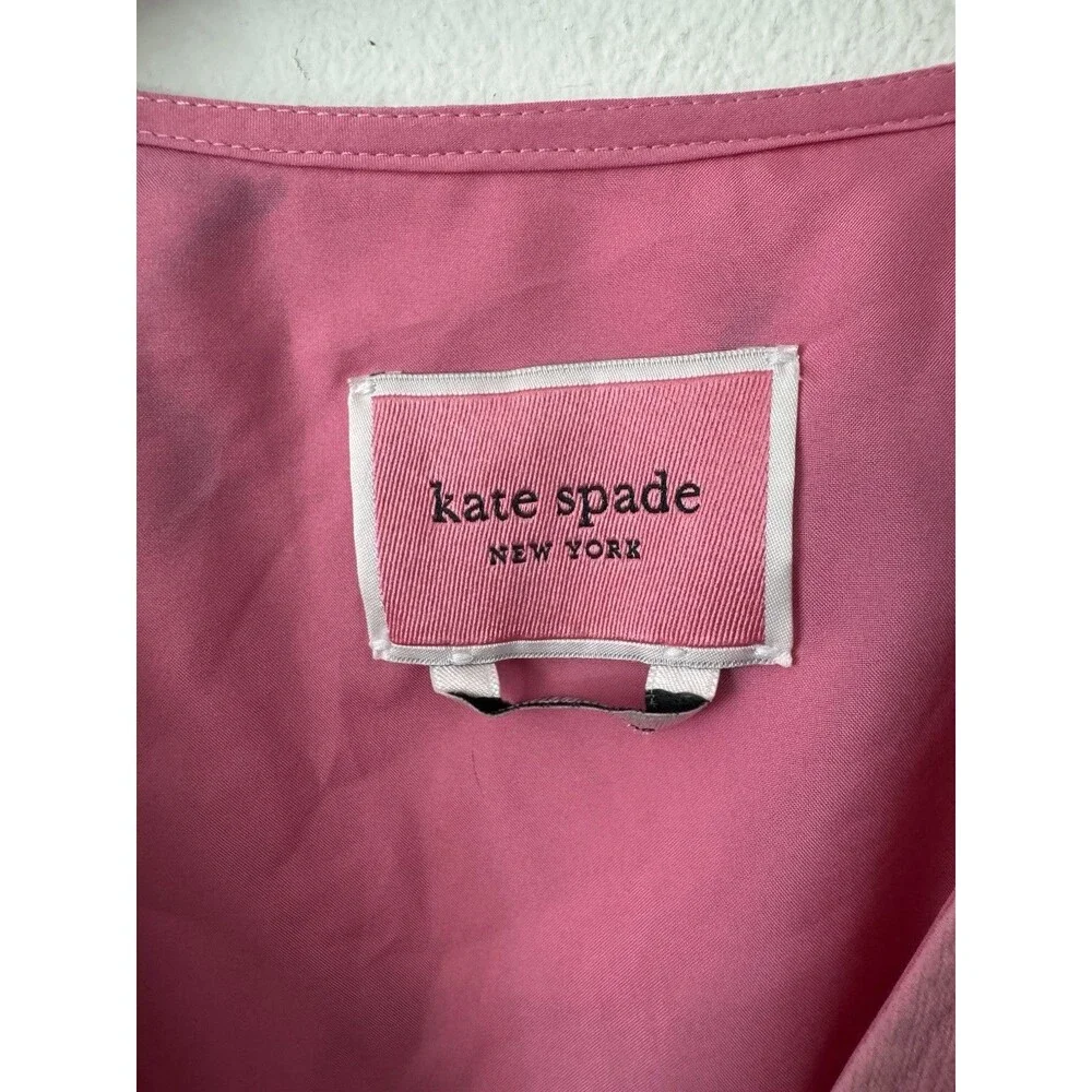 Kate Spade New York Womens Pink Cherry Print Short Sleeve Dress Pockets Size 8